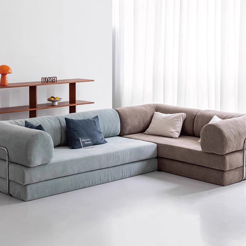 Fabric Sofa Small Apartment Foldable Dual-use Compression Retro Single and Double Modular Pudding Sofa Bed
