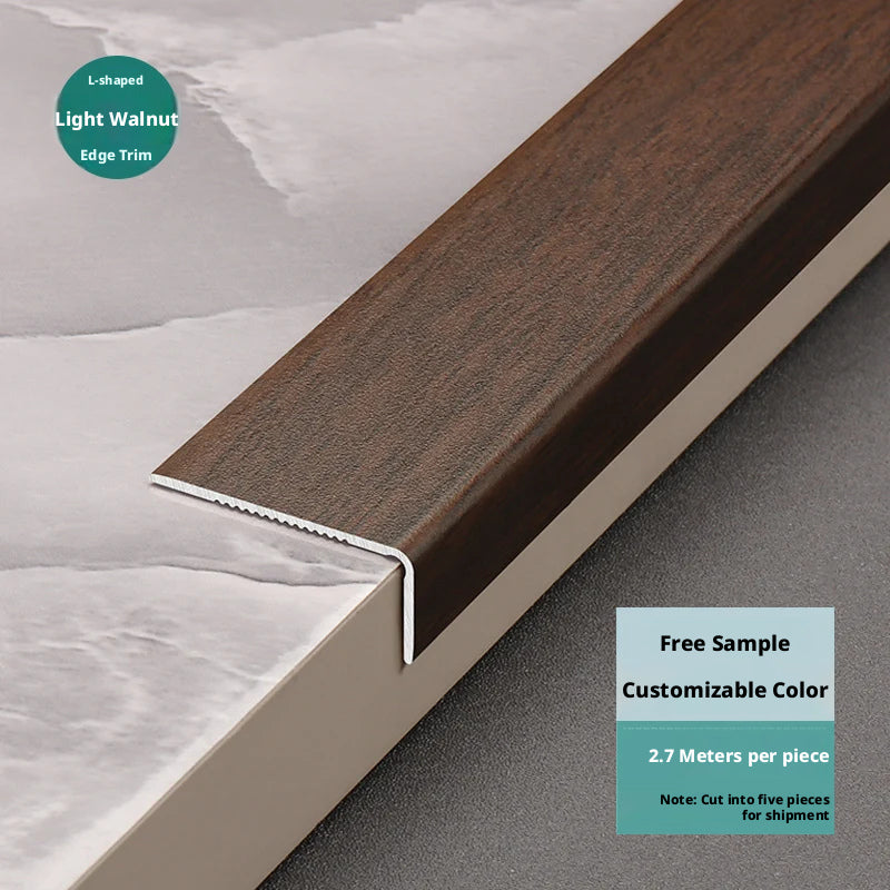 Aluminum alloy wood grain L Wooden flooring trim edge strip corner protector7Right-angle edge trim with buckle strips for threshold decoration