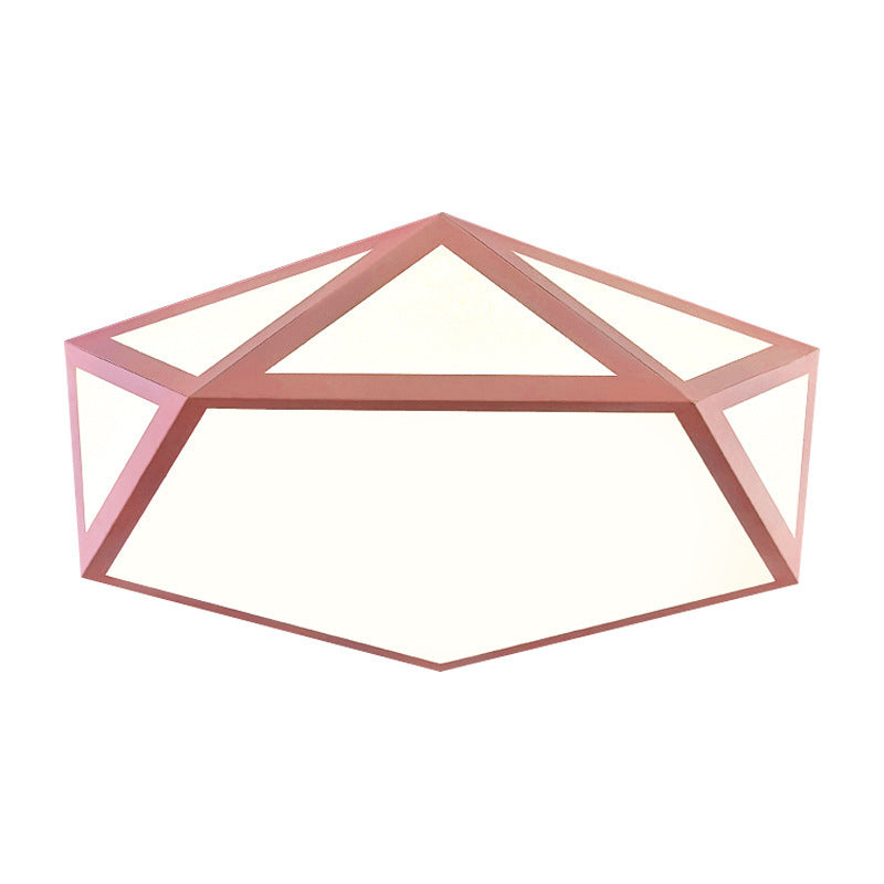 Minimalist Iron Art Acrylic Ceiling Light Nordic Diamond Geometric Hollow Children's Bedroom Colorful Macaron led Lamp