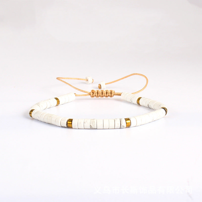 Women's Lapis Lazuli Handwoven Bracelet Natural Stone Beaded Green Imperial Adjustable Woven Bracelet