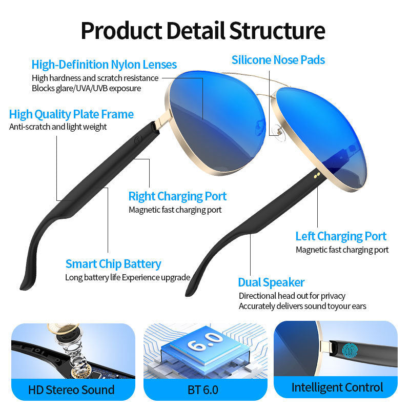 New Hot-Selling Smart AI Bluetooth Glasses Call Business Bluetooth Headset Smart Glasses TWS No reviews yet