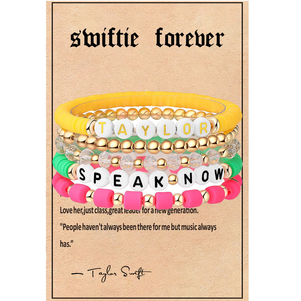 Taylor Music Jewelry Bracelet for Women Versatile High-End Bohemian Accessories SWIFTIE Alphabet Soft Clay Bracelet
