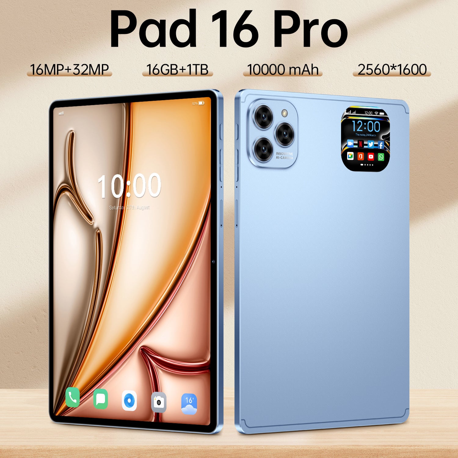 New model factory exclusive Pad 16 Pro Android Smart Tablet PC10Supports inch screen WiFi Bluetooth