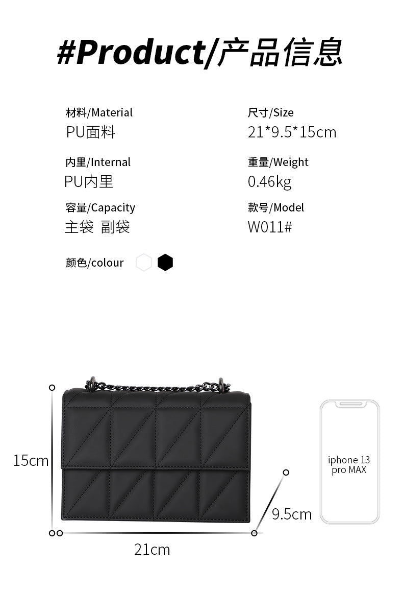 Summer New Korean Style Trendy Fashion Diamond Small Square Bag Niche Versatile Crossbody Bag Stylish Fashionable Single Shoulder Women's Bag