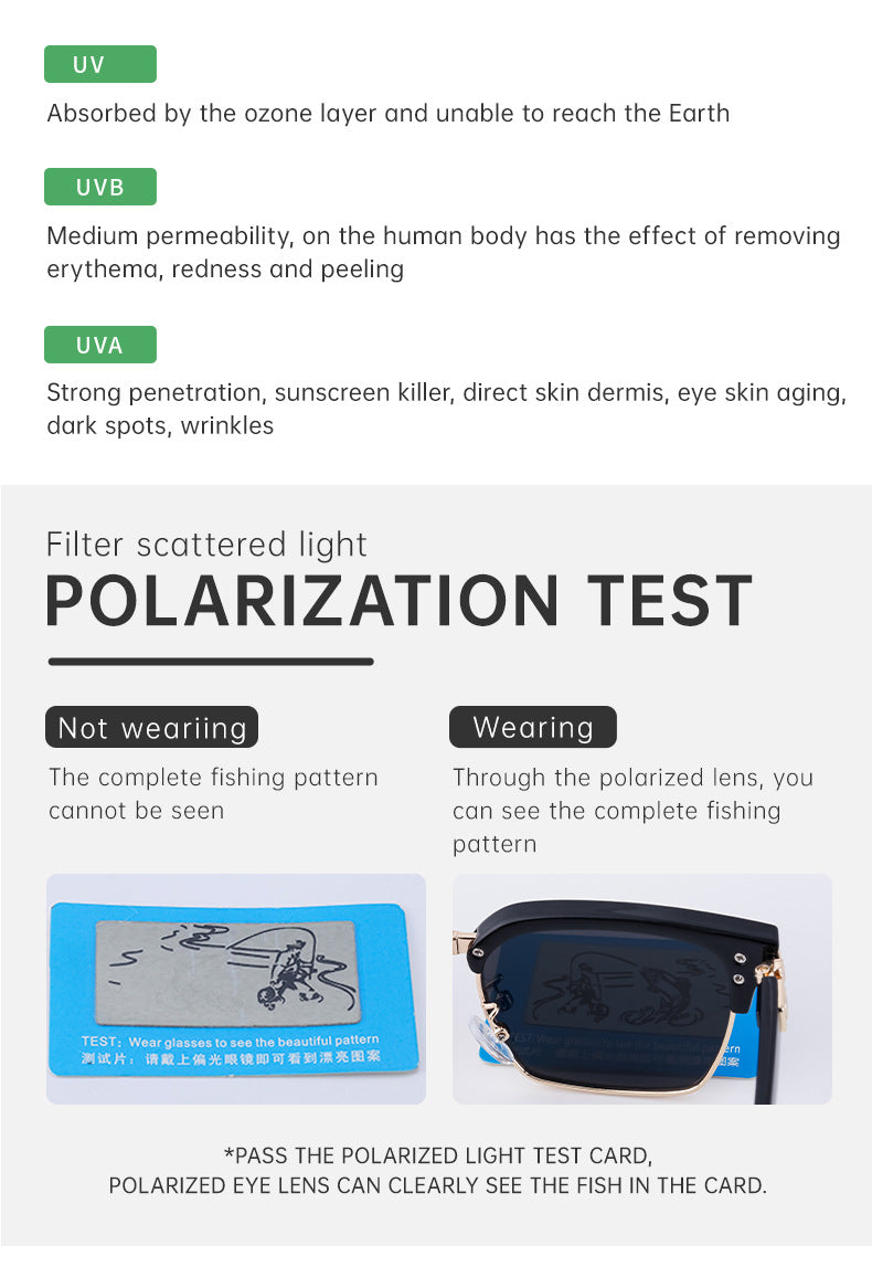 European and American New Retro Polarized Eyebrow Frame Sunglasses Men's Square Frame Sunglasses Men's Glasses Wholesale sunglasses