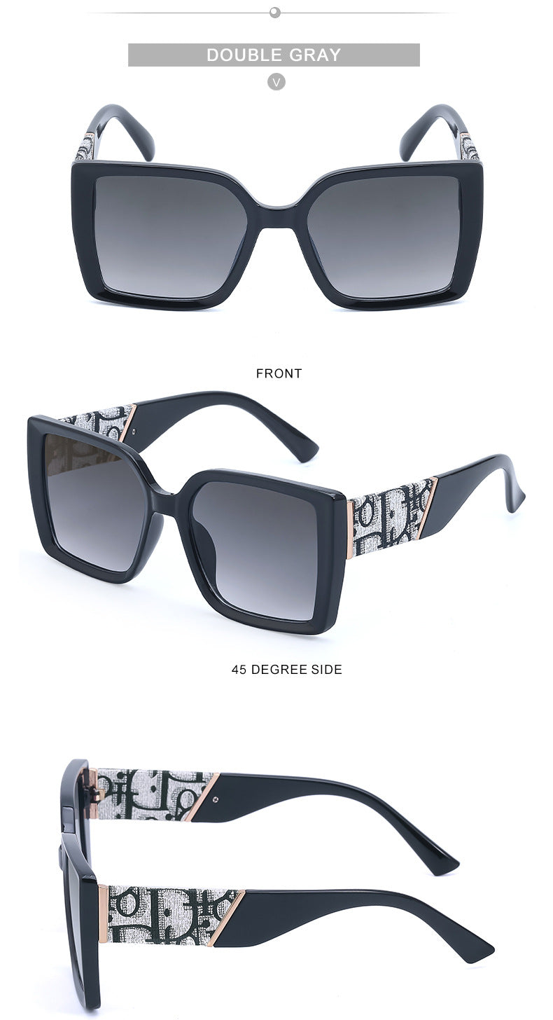 New Fashion Large Frame UV Protection Sunglasses for Women Square Frame Sunglasses European and American Style Glasses