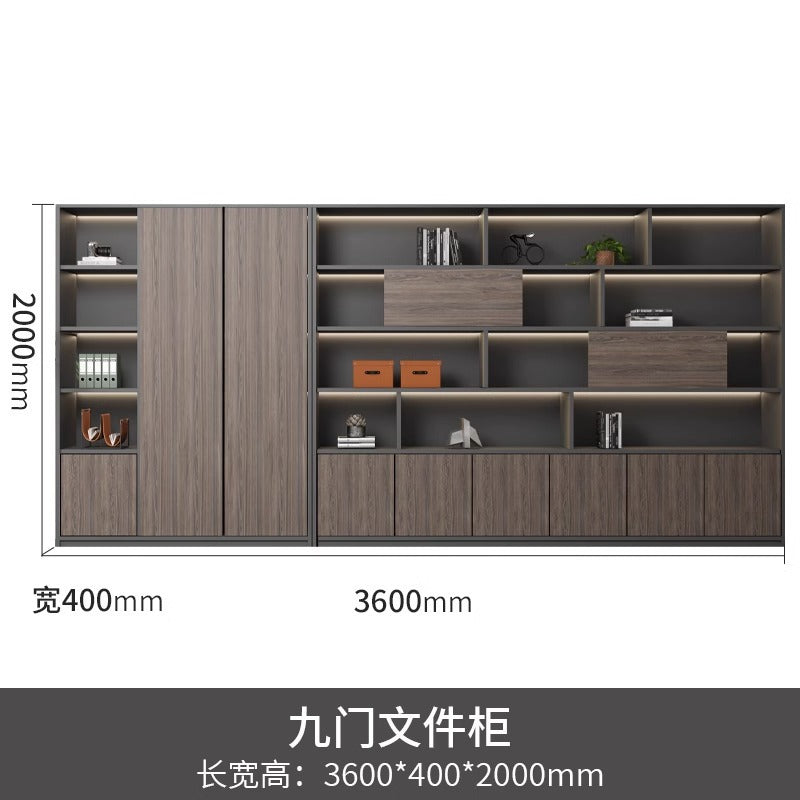 Office File Cabinet with Lock Storage Cabinet Wooden Modern Bookshelf Boss Background Cabinet Archive Cabinet