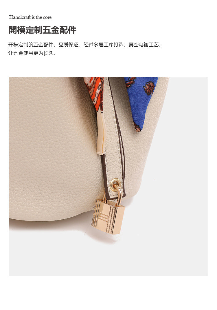 European and American Large Capacity Handbag Classic Fashion Women's Bag Niche Versatile Trendy Lychee Pattern Basket Shoulder Crossbody Bag