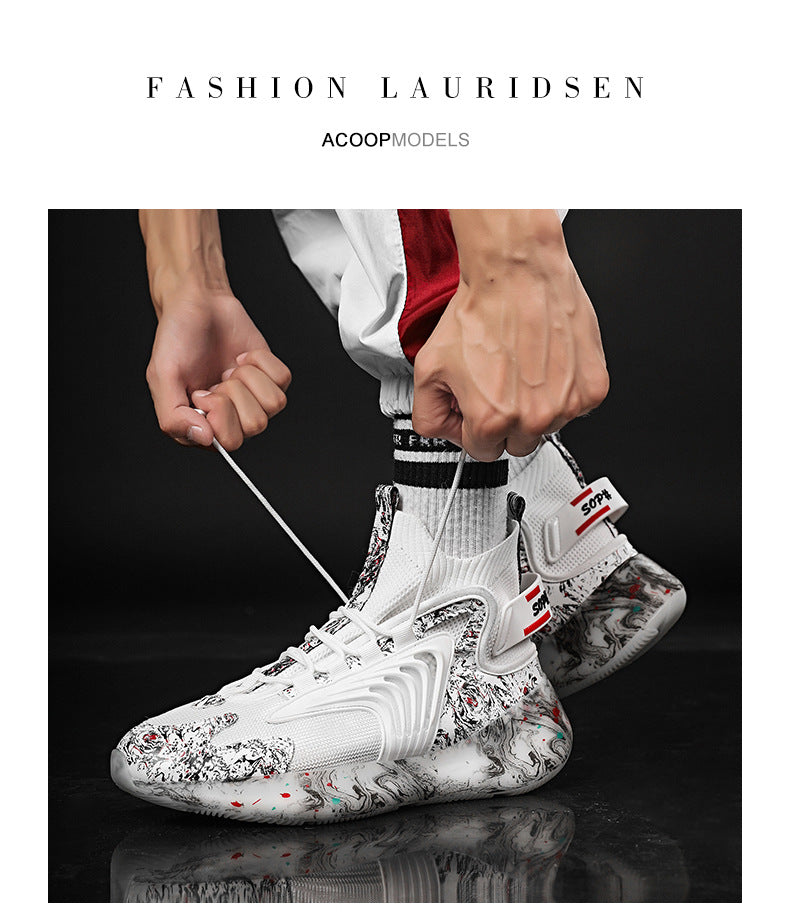 2025New National Fashion Casual Shoes Breathable Mesh Patchwork Men's Shoes Thick Sole Height Increasing Non-Slip Wear-Resistant Sports Shoes