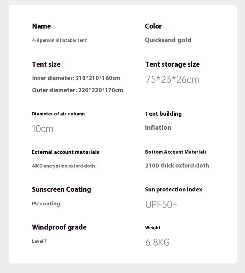 Outdoor Fully Automatic Inflatable Tent Camping Thickened Rainproof Portable Camping Equipment Oxford Cloth Tent