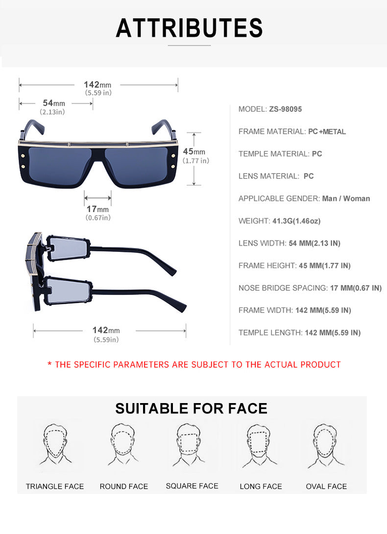 European and American Cyber Steampunk Square Frame Sunglasses for Men Trendy Y2K Wholesale Sunglasses and Eyeglasses sunglasses