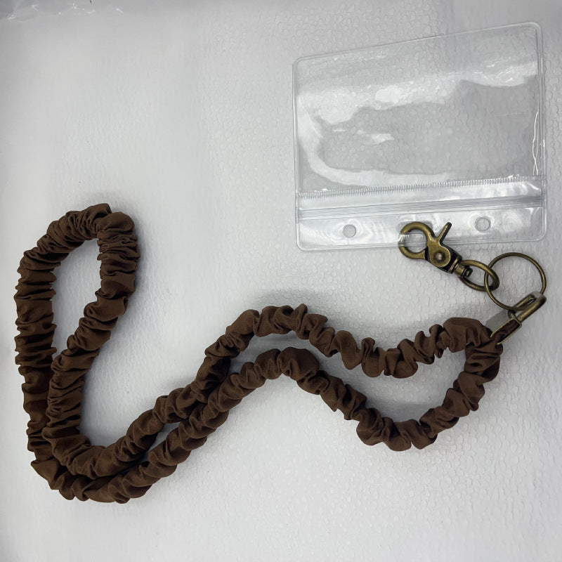 Keychain Large Elastic Polyester Wrinkle Print Hanging Ring Buckle Work Badge Phone Lanyard Chain