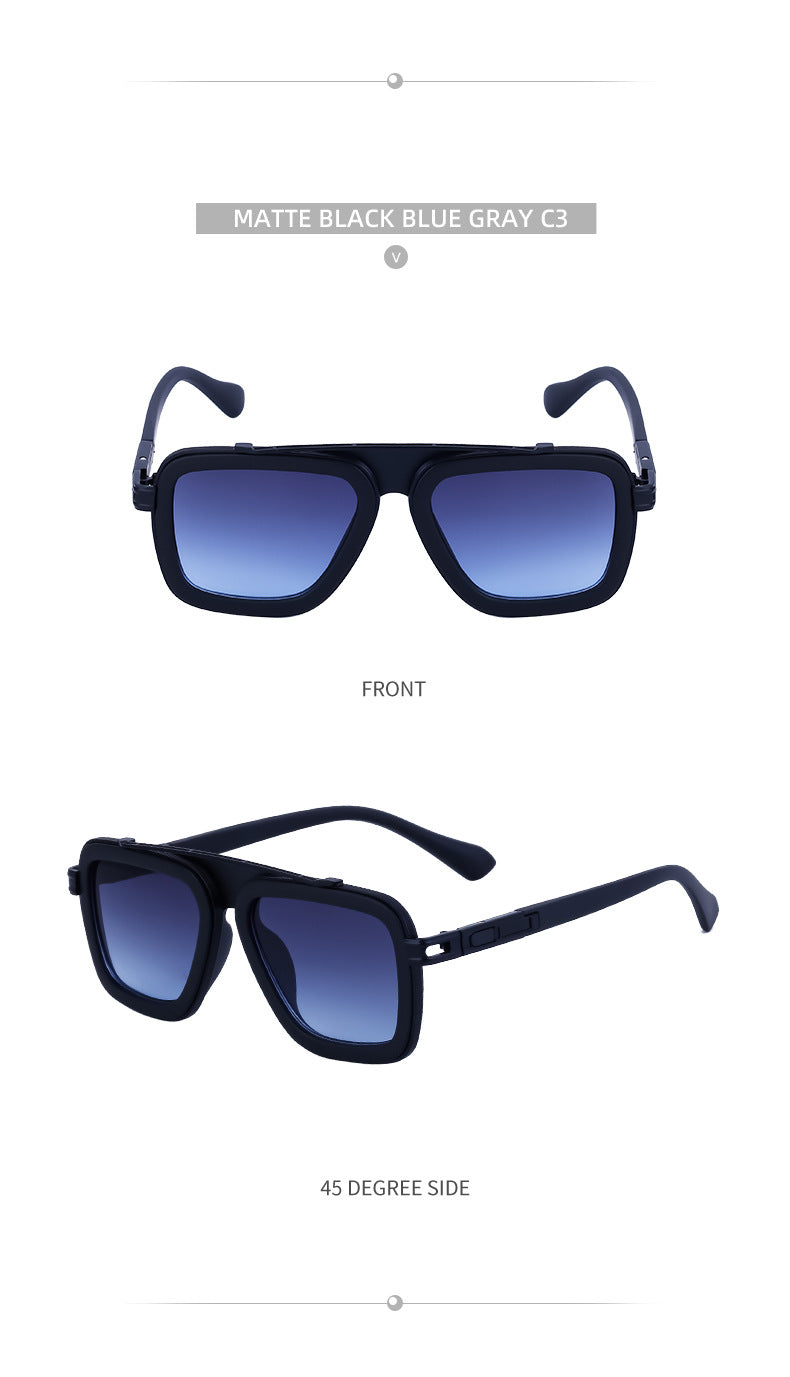 European and American Retro Square Frame Sunglasses for Men, Trendy European and American Punk Style, Internet Celebrity Same Style Sunglasses for Women ins Wind shades