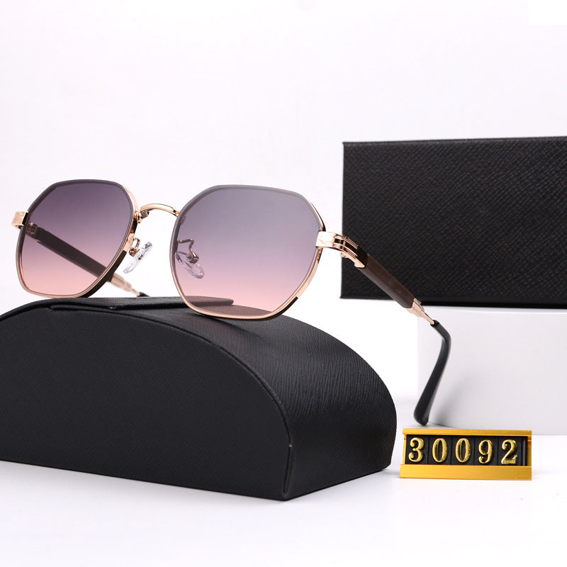 New P Home Polygonal Metal Sunglasses 30092Fashionable Trendy Metal Hexagonal Frame