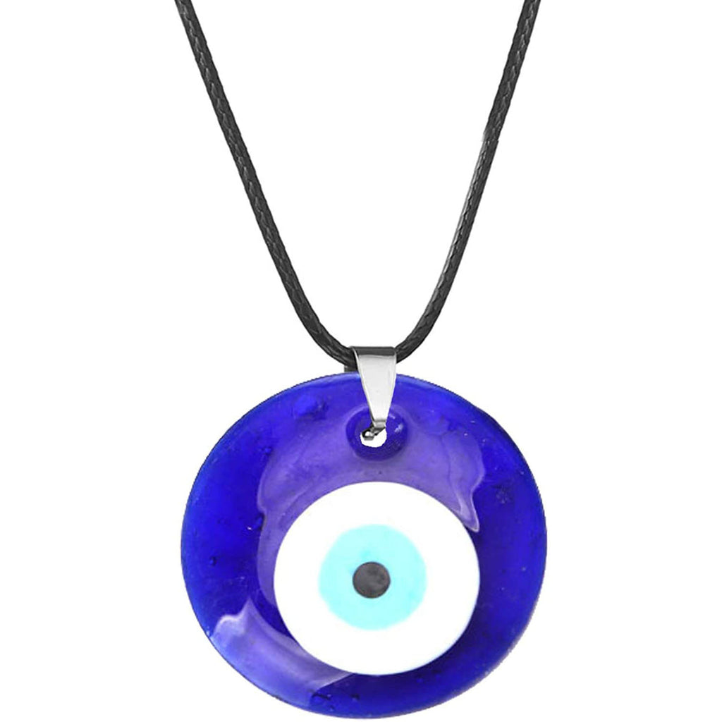 Devil's Eye Palm Necklace European and American Wax Rope Pink Necklace Turkish Blue Eye Water Drop Necklace