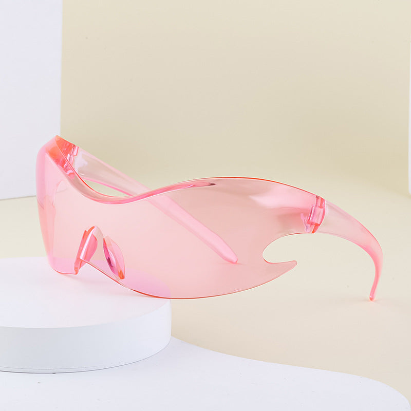 Europe and America Y2K Millennium Sports Windproof Colorful Sunglasses Men's Future Technology Style One-piece Sunglasses Women's Wholesale