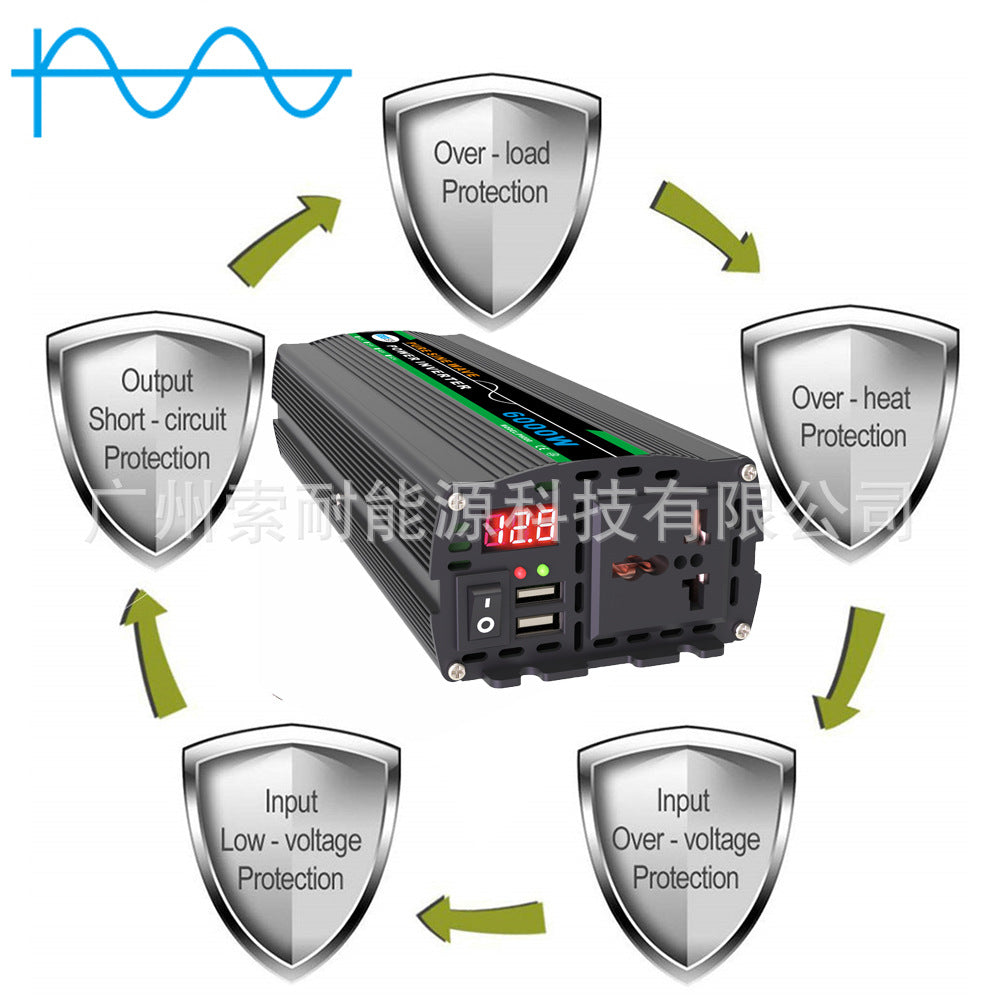 New Product12V Turn AC220V Sine Wave Inverter500W/800W/1000W/1300W 2个4.2A USB