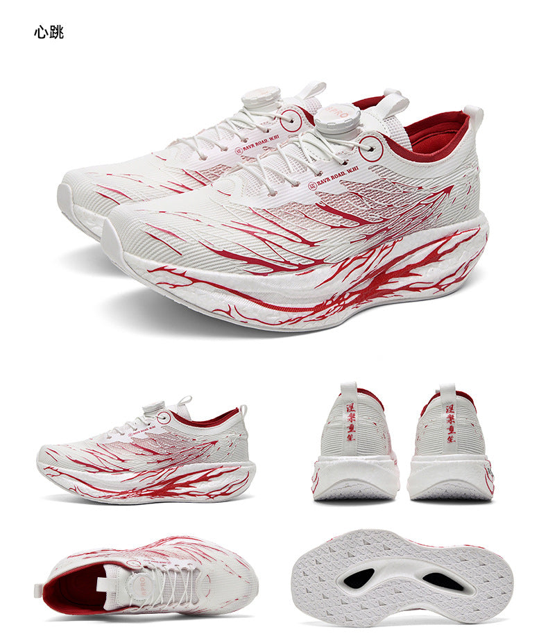 2025New Rotating Buckle Couple Fluorescent Trendy Fashion Running Shoes Real Explosive Carbon Plate Rebound Shock Absorption Sports Shoes