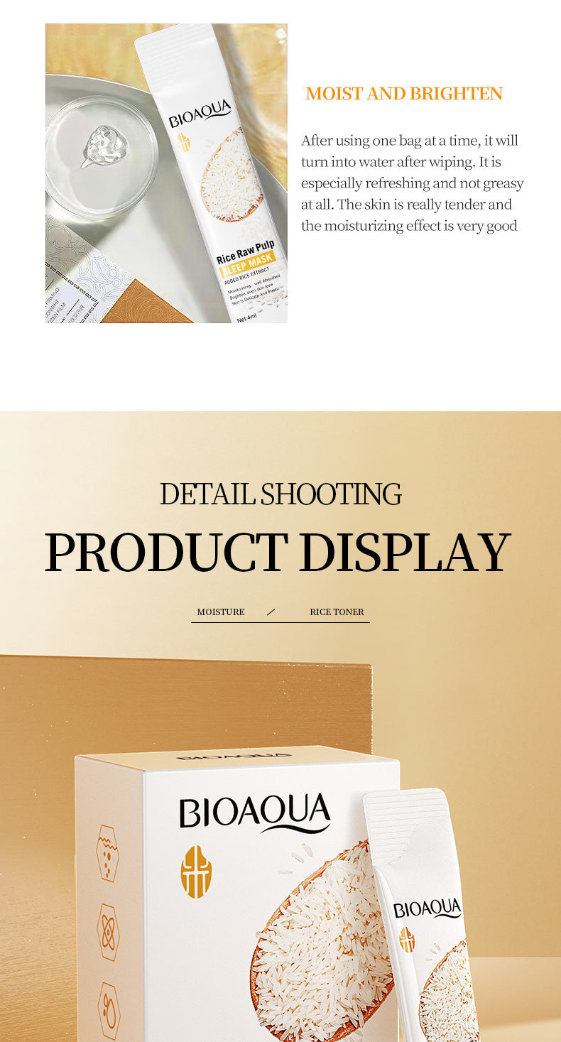 Full English Sleep Mask BIOAOUA Rice No-Wash Apply-Off Good Night Freeze Mask Boxed  Foreign Trade Wholesale