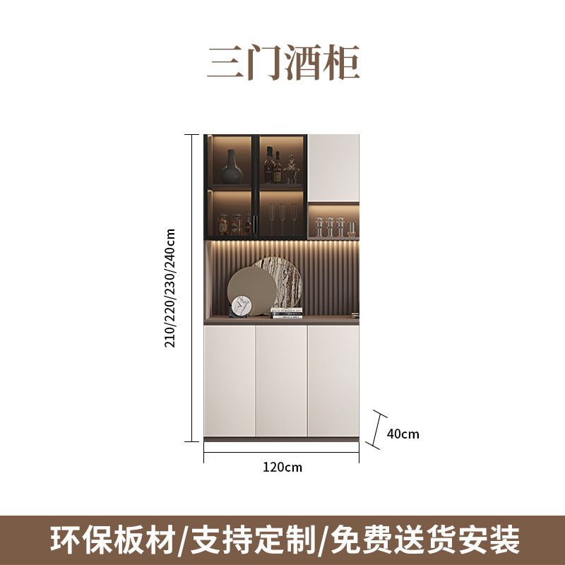 Solid Wood Sideboard Cabinet Against Wall Integrated Modern Minimalist Glass Door Wine Cabinet Dining Living Room Storage Cabinet Home Organizer
