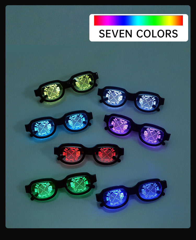 New LED Glowing Red Eye Glasses Same Style Glowing Glasses Personality Funny Party Performance Flashing Props