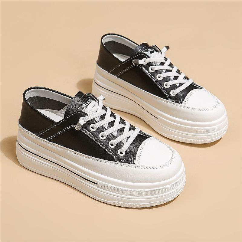 Women's Thick-Soled Height-Increasing White Sneakers for Spring and Autumn2025Summer New Hot-Selling Versatile Casual Slip-On Sneakers