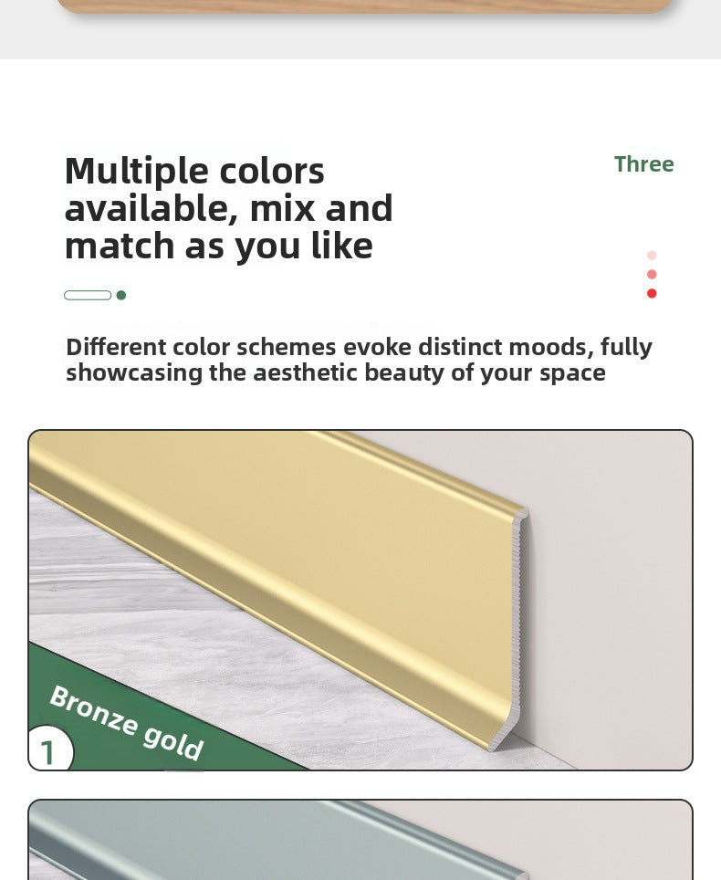 Aluminum alloy baseboard minimalist and ultra-thin4/6/8cm Self-adhesive, no-drill stainless steel metal baseboard wholesale