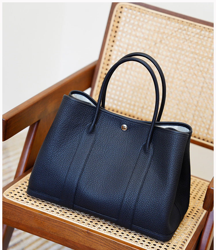 Garden Bag Summer High-End Feel Guangzhou First Layer Cowhide Women's Bag Genuine Leather Tote Bag Large Capacity Commuter Handbag