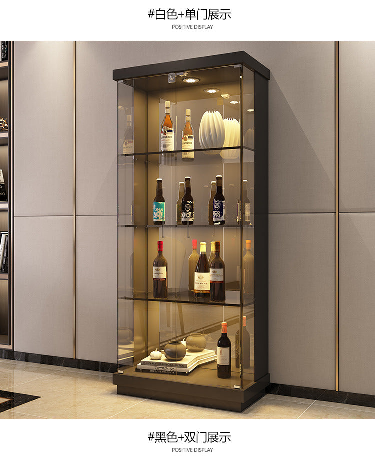 All-Glass Wine Cabinet Living Room Wall-Mounted Sideboard Modern Simple Light Luxury Small Red Wine Transparent Collection Figurine Display Cabinet