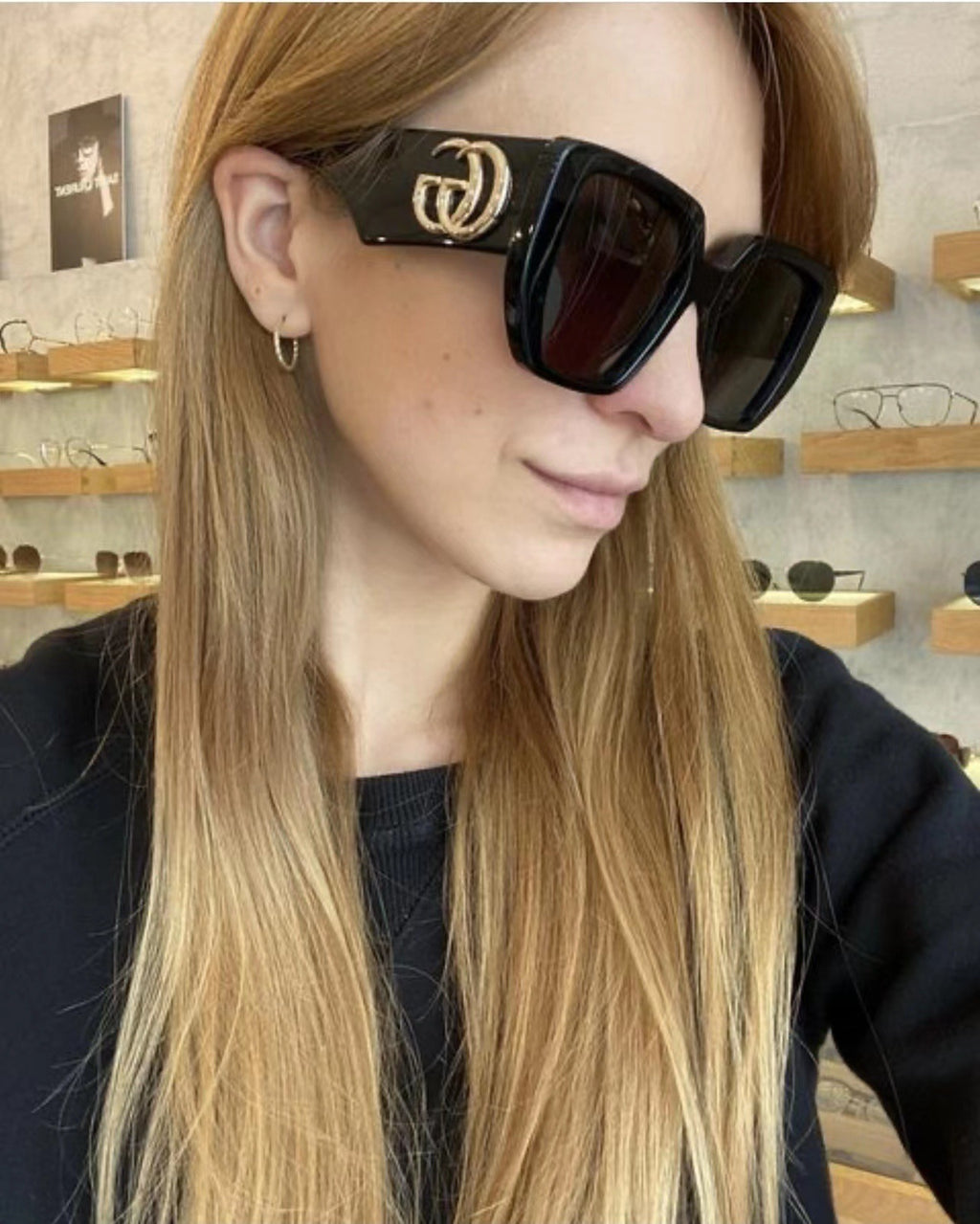 G Home Sunglasses European and American Style ins Xiaohongshu Celebrity Style Sunglasses Square Frame Color Block Legs Unisex GG6040