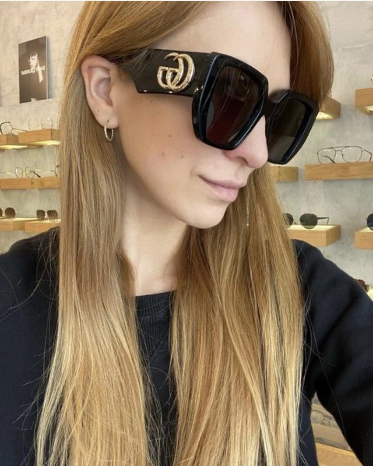 G Home Sunglasses European and American Style ins Xiaohongshu Celebrity Style Sunglasses Square Frame Color Block Legs Unisex GG6040