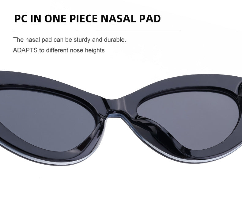 New Wide Mirror Leg Cat Eye Sunglasses for Women, European and American Fashion, High-End Feel Sunglasses sunglasses