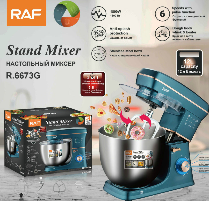 Chef Machine Fully Automatic Dough Mixer Kneading Stirring Milk Cap Egg Beater Desktop Commercial Small Multi-Functional5.5L