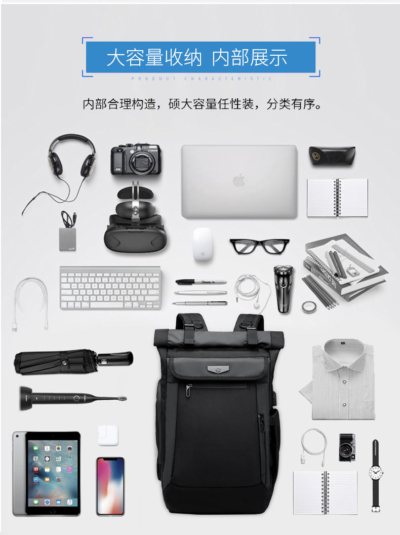 OZUKO Korean Style Student Backpack Double Shoulder Bag Large capacity waterproof laptop bag casual commuting travel bag for men