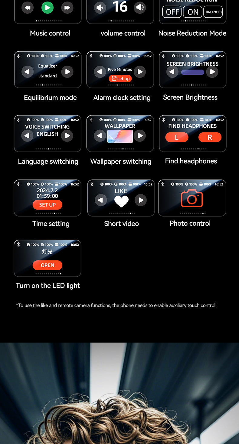 M100Hot-selling Popular Clip-on Touch Smart Color Screen High-Quality Bluetooth Earphones Wholesale from Factory Source