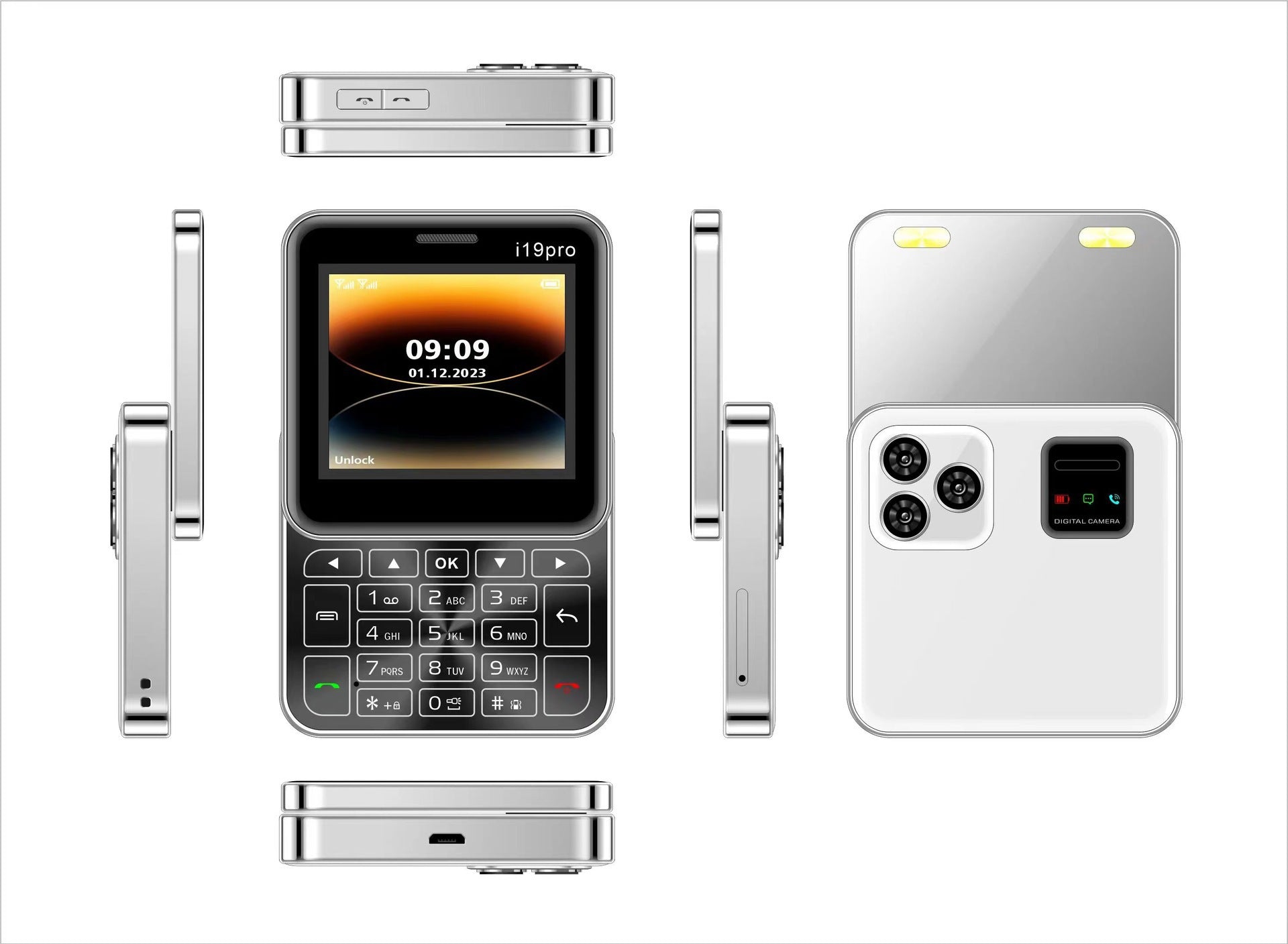 Mini Rotary Function button phonei19pro Rotate180Mini Phone