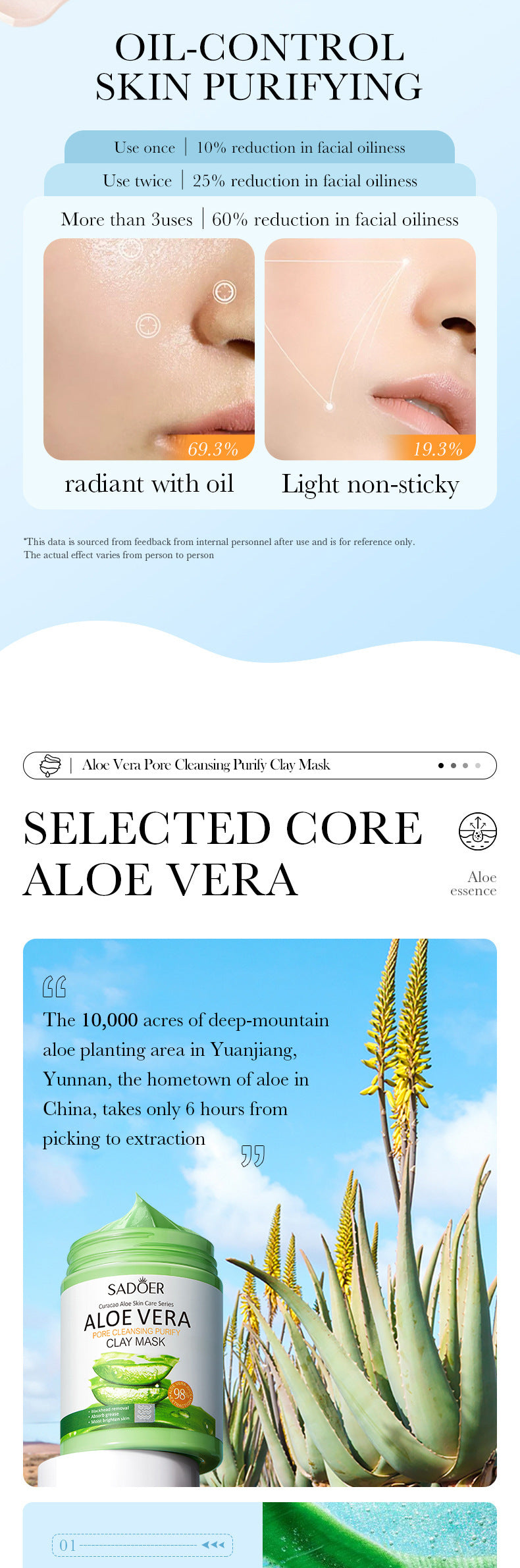 Aloe Vera Mud Mask100gSADOER Clean pores and refine skin gel mask cross-border wholesale