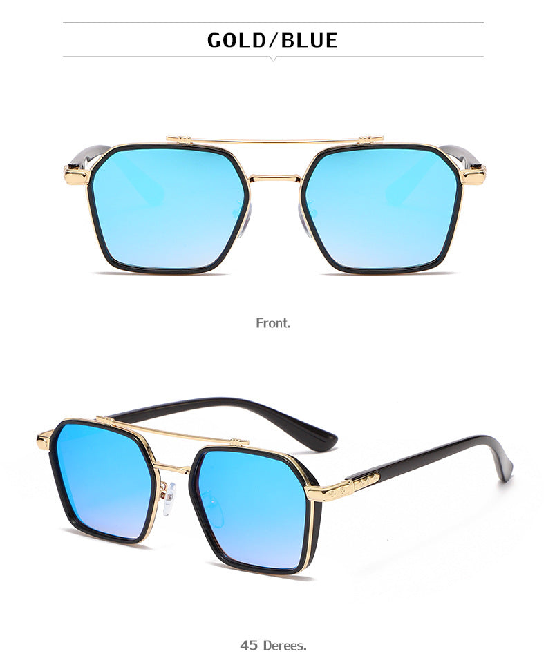 New Sunglasses Internet Celebrity Wei Ting Same Style Sunglasses for Men Trendy Large Square Frame Sunglasses for Men ins Sun Protection Glasses