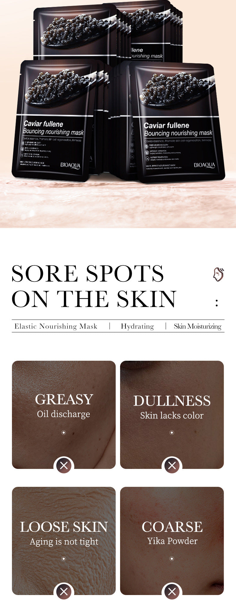 Full English Mask BIOAOUA White Truffle Moisturizing Caviar Nourishing Resurrection Grass Hydrating  Wholesale