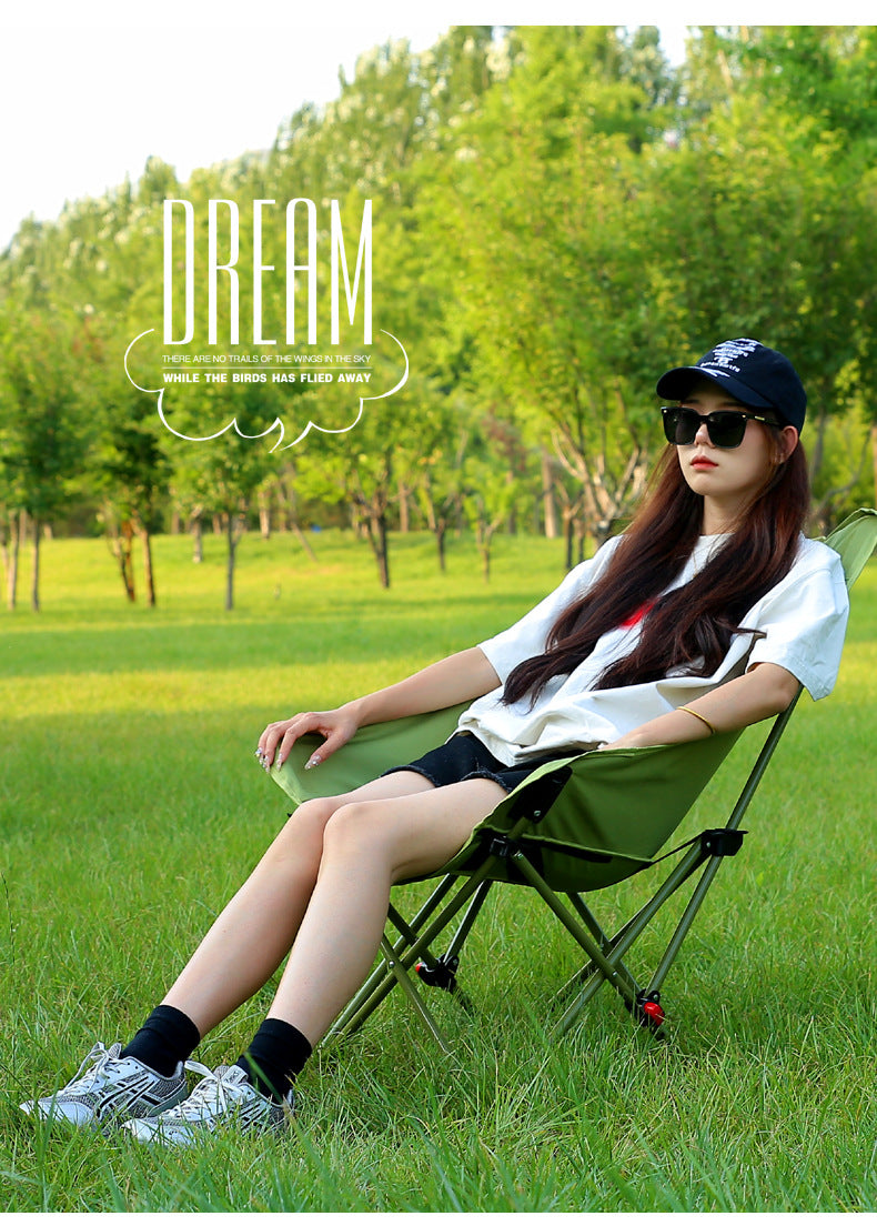 Three-Position Adjustable Moon Chair Reclining Heightened Backrest Outdoor Folding Camping Portable Multi-Functional Chair Camping Chair