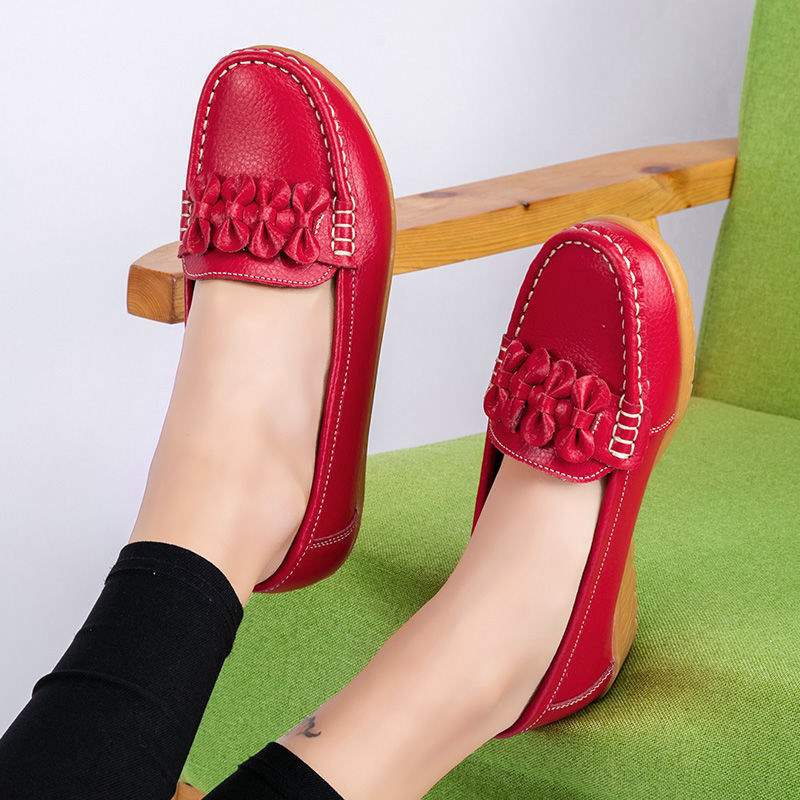 Women's Shiny Loafers2025Autumn New Style Wedge Mid-Heel Flat Shoes with Soft Sole for Moms