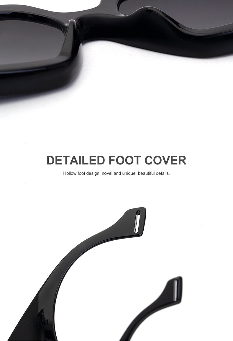 Trendy Square Frame Wide Temple Sunglasses for Women, Internet Celebrity Style Large Frame Sunglasses for Women sunglasses