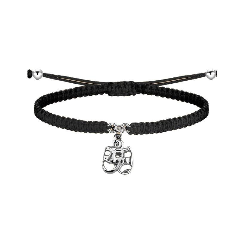 Men's Mask Woven Bracelet Personalized Gift Stretchable Adjustable Tail Bead Bracelet Alloy Mask Pendant Bracelet