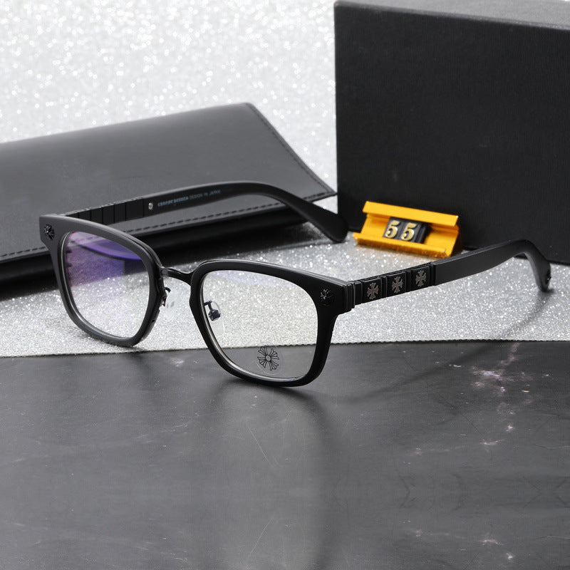 2024New Cross Plain Mirror Retro Artistic Prescription Glasses Frame for Men and Women Non-Prescription Glasses55Belt logo