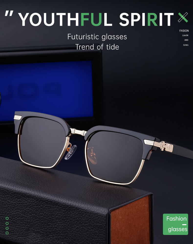 New Retro Square Frame Sunglasses Unisex Eyebrow Frame UV Protection Sunglasses Double Bridge Glasses shades