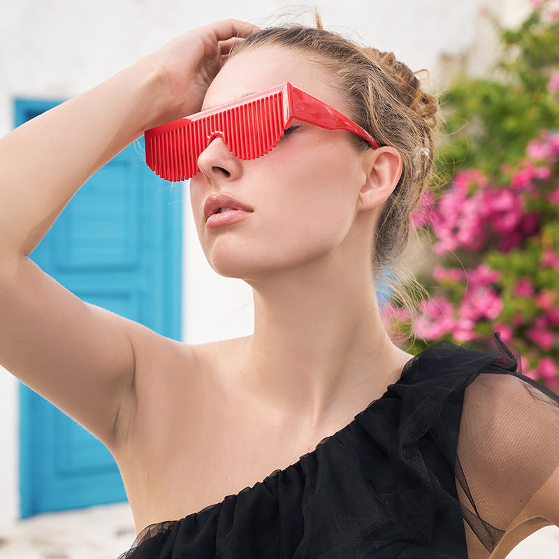 Christmas Costume Creative Comb Sunglasses for Women Multifunctional Gradient Party Blinds Sunglasses Trendy Internet Celebrity