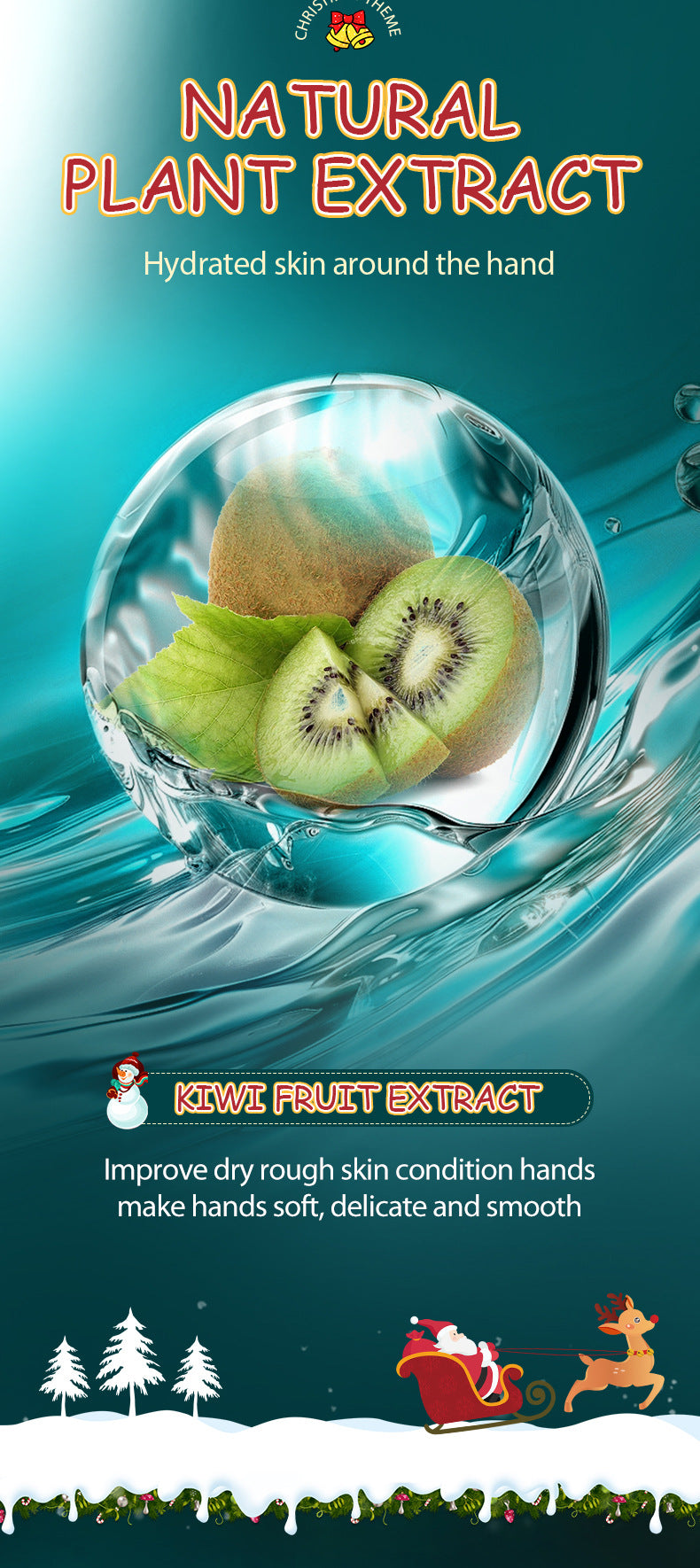 Full English Christmas Kiwi Smooth Hand Cream SADOER Anti-chapped Moisturizing Hand Cream  Wholesale