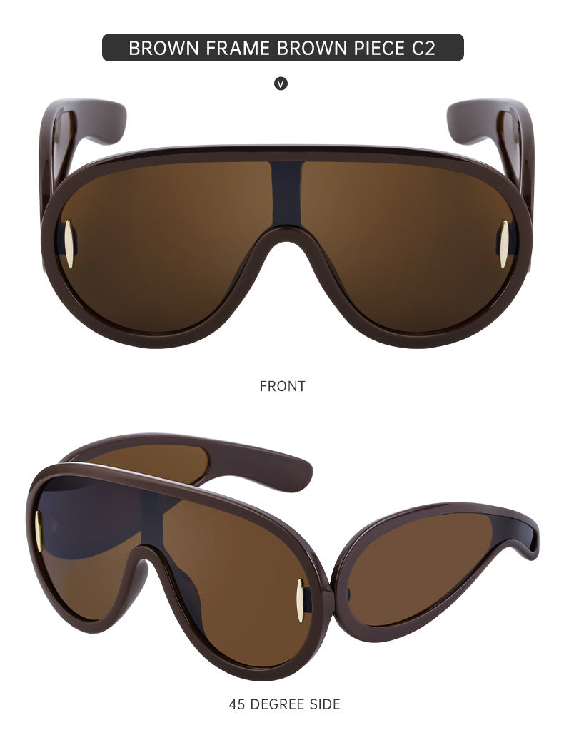 INS One-piece Large Frame Sunglasses for Women, European and American Fashion Sports Cycling Sunglasses, Windproof Glasses Wholesale