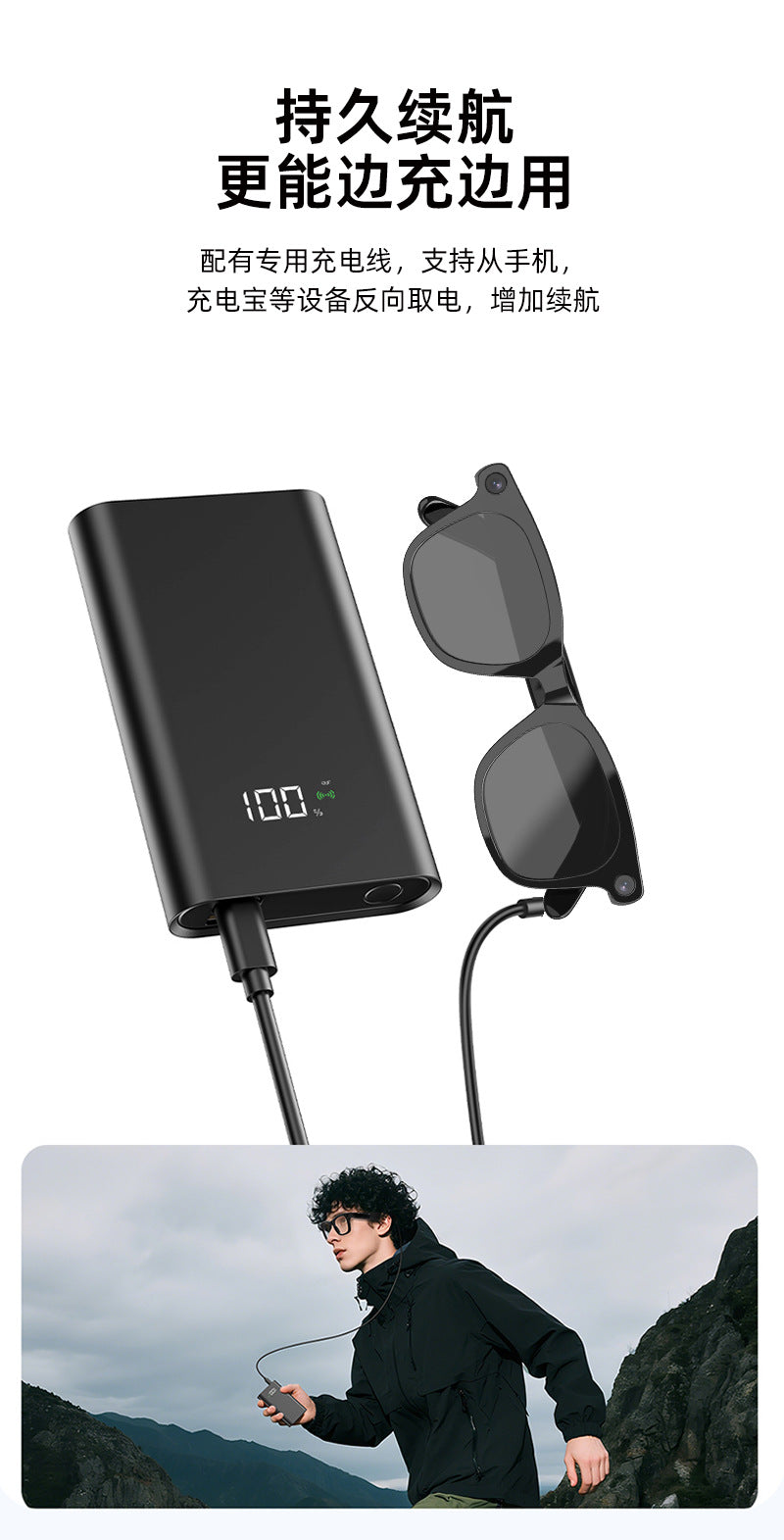 Factory Wholesale ai Smart Glasses Bluetooth Call Translation Photo Camera32gb Storage supports live streaming with long battery life