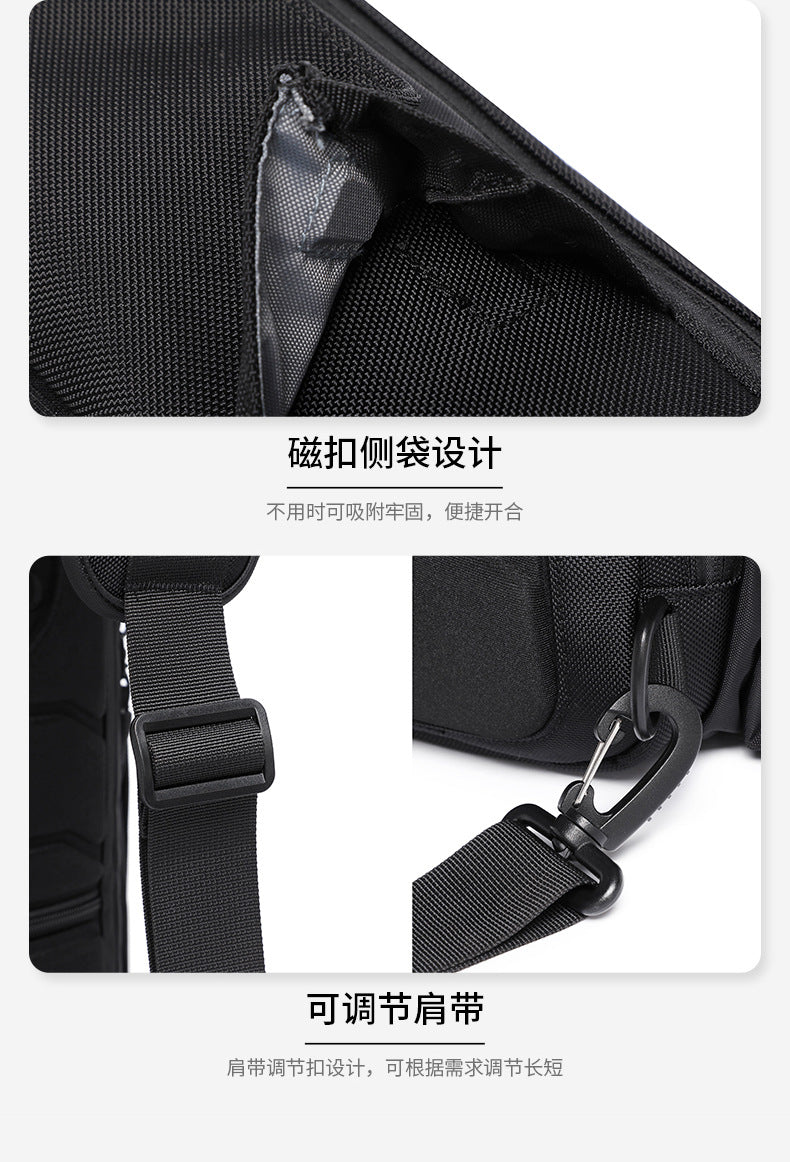 OZUKO Men's Chest Bag Waterproof Multifunctional Crossbody Bag Trendy Portable Small Backpack Large Capacity Single Shoulder Men's Bag